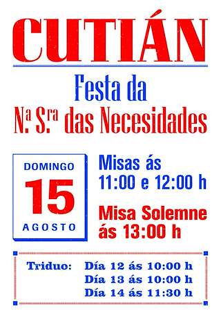 Fechas, información, programa, cartel, imágenes, mapa y ubicación de Nuestra Señora de Cutián  en  Oza Cesuras