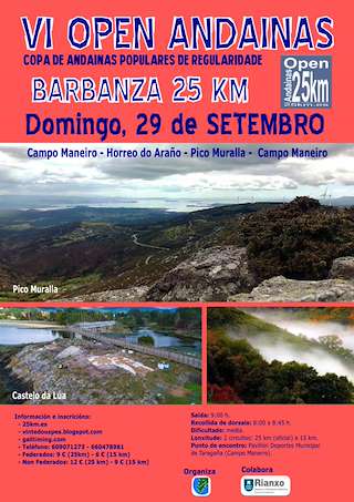 Fechas, información, programa, cartel, imágenes, mapa y ubicación de VIII Open de Andainas 25 Km - Copa de Andainas Populares de Regularidade  en  Rianxo