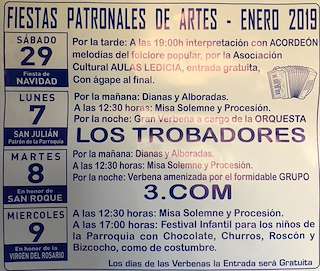 Fechas, información, programa, cartel, imágenes, mapa y ubicación de Patronales de Artes   en  Ribeira