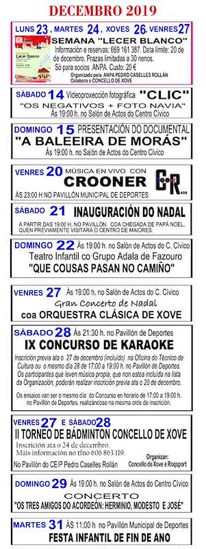 Fechas, información, programa, cartel, imágenes, mapa y ubicación de Programa de Nadal - Cabalgata de Reis  en  Xove