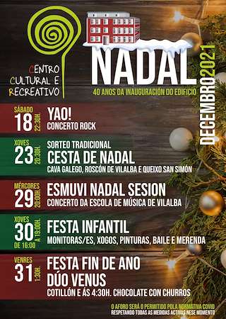 Fechas, información, programa, cartel, imágenes, mapa y ubicación de Programa de Nadal do Centro Cultural e Recreativo  en  Vilalba