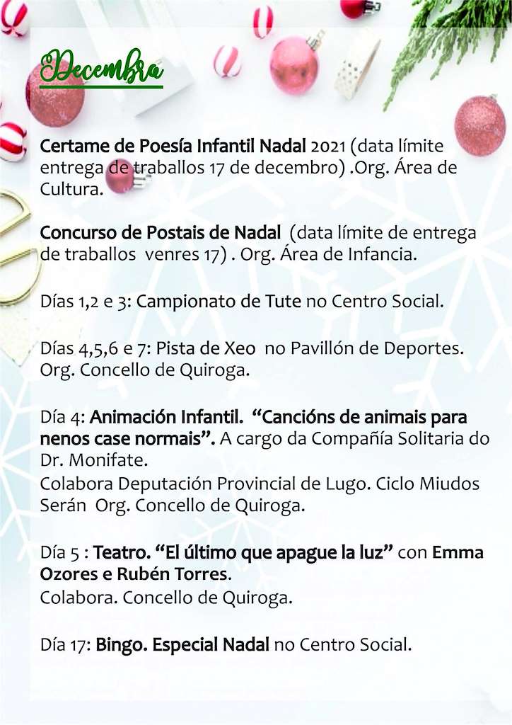 Programa Nadal - Cabalgata de Reis  en Quiroga