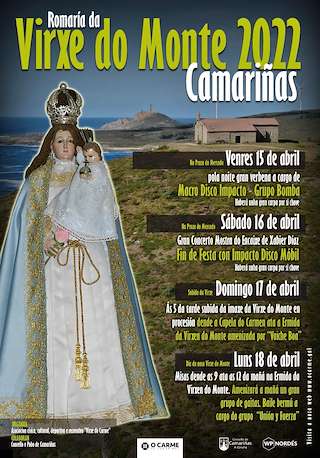 Fechas, información, programa, cartel, imágenes, mapa y ubicación de Romaría da Virxe do Monte  en  Camariñas