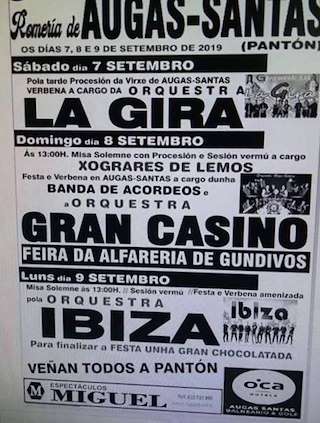 Fechas, información, programa, cartel, imágenes, mapa y ubicación de Romaría de Augas Santas  en  Pantón