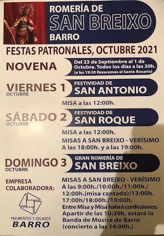 Fechas, información, programa, cartel, imágenes, mapa y ubicación de Romaría de San Breixo  en  Barro
