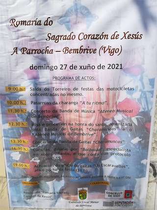 Fechas, información, programa, cartel, imágenes, mapa y ubicación de Romaría do Corazón de Xesús na Parrocha-Bembrive (2024)  en  Vigo