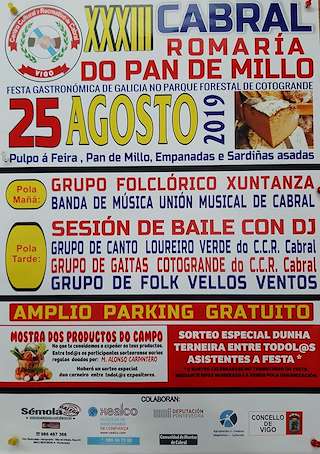 Fechas, información, programa, cartel, imágenes, mapa y ubicación de XXXV Romaría do Pan de Millo de Cabral  en  Vigo