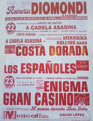 Fechas, información, programa, cartel, imágenes, mapa y ubicación de Romaría dos Remedios de Diomondi  en  O Saviñao