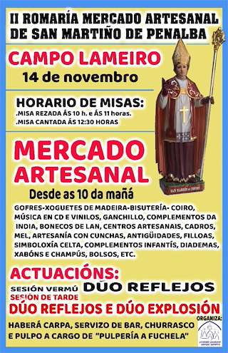Fechas, información, programa, cartel, imágenes, mapa y ubicación de IV Romaría e Mercado Artesanal de San Martiño de Penalba  en  Campo Lameiro