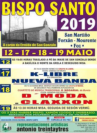 Fechas, información, programa, cartel, imágenes, mapa y ubicación de Romaxe Obispo Santo de San Martiño  en  Foz