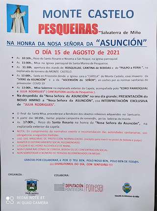 Fechas, información, programa, cartel, imágenes, mapa y ubicación de Romería de la Asunción de Pesqueiras  en  Salvaterra do Miño