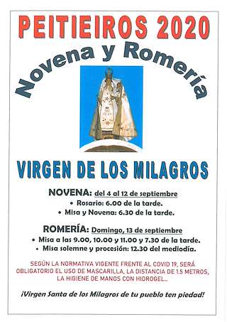 Fechas, información, programa, cartel, imágenes, mapa y ubicación de Romería de la Virgen de los Milagros de Peitieiros  en  Gondomar