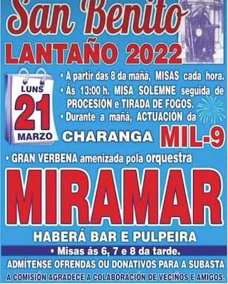 Fechas, información, programa, cartel, imágenes, mapa y ubicación de Romería de San Benito de Lantaño (2024)  en  Portas