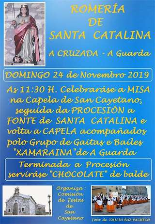 Fechas, información, programa, cartel, imágenes, mapa y ubicación de Romería de Santa Catalina da Cruzada  en  A Guarda
