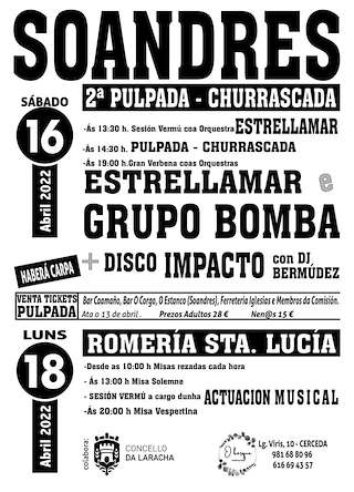 Fechas, información, programa, cartel, imágenes, mapa y ubicación de Romería de Santa Lucía de Soandres  en  Laracha