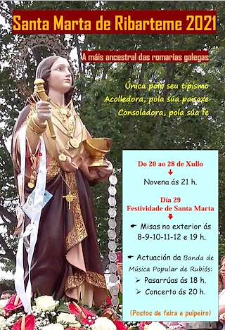 Fechas, información, programa, cartel, imágenes, mapa y ubicación de Romería de Santa Marta de Ribarteme  (2024)  en  As Neves