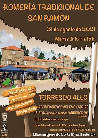 Fechas, información, programa, cartel, imágenes, mapa y ubicación de Romería Tradicional de San Ramón   en  Zas