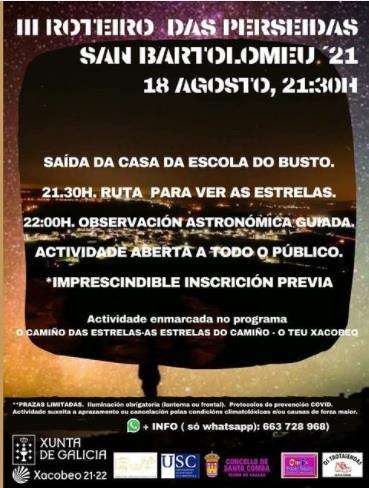 III Roteiro das Perseidas de San Bartolomeu en Santa Comba