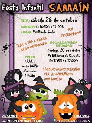 Fechas, información, programa, cartel, imágenes, mapa y ubicación de Samaín Infantil  en  Coles