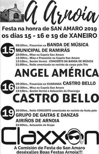 Fechas, información, programa, cartel, imágenes, mapa y ubicación de San Amaro  en  A Arnoia