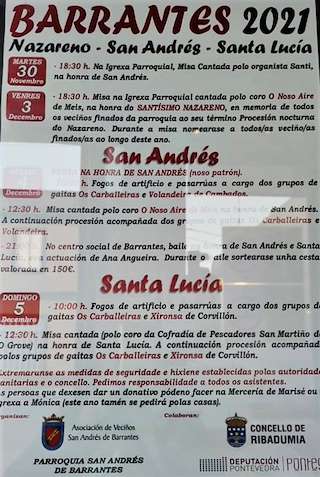 Fechas, información, programa, cartel, imágenes, mapa y ubicación de San Andrés y Santa Lucía de Barrantes   en  Ribadumia