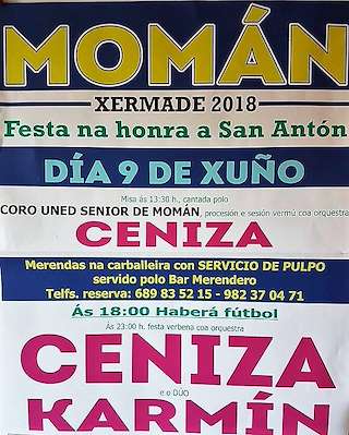 Fechas, información, programa, cartel, imágenes, mapa y ubicación de San Antón de Momán  (2024)  en  Xermade