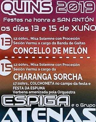 Fechas, información, programa, cartel, imágenes, mapa y ubicación de San Antón de Quins (2024)  en  Melón