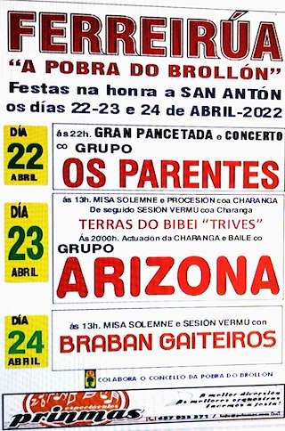 Fechas, información, programa, cartel, imágenes, mapa y ubicación de San Antonio de A Ferreirúa  en  A Pobra do Brollón