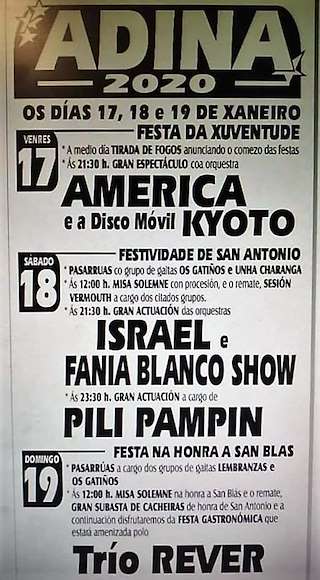 Fechas, información, programa, cartel, imágenes, mapa y ubicación de San Antonio de Adina  en  Sanxenxo