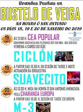 Fechas, información, programa, cartel, imágenes, mapa y ubicación de San Antonio de Bustelo de Veiga  en  Xunqueira de Ambía