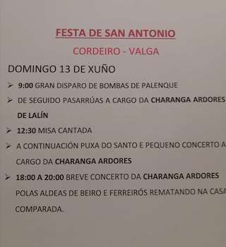 Fechas, información, programa, cartel, imágenes, mapa y ubicación de San Antonio de Cordeiro (2024)  en  Valga