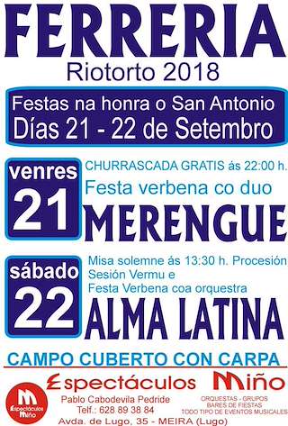 Fechas, información, programa, cartel, imágenes, mapa y ubicación de San Antonio de Ferrería   en  Riotorto