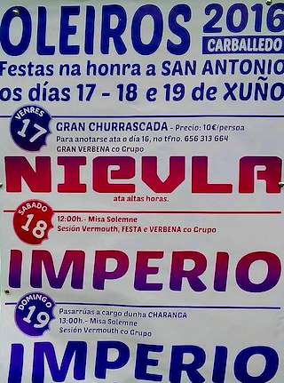 Fechas, información, programa, cartel, imágenes, mapa y ubicación de San Antonio de Oleiros  (2024)  en  Carballedo