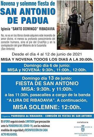 Fechas, información, programa, cartel, imágenes, mapa y ubicación de San Antonio de Padua (2024)  en  Ribadavia