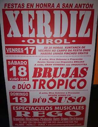 Fechas, información, programa, cartel, imágenes, mapa y ubicación de San Antonio de Xerdíz (2024)  en  Ourol
