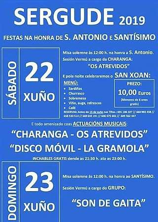 Fechas, información, programa, cartel, imágenes, mapa y ubicación de San Antonio e O Santísimo de Sergude  en  Boqueixón