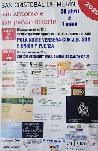 Fechas, información, programa, cartel, imágenes, mapa y ubicación de San Antonio y San Pedro Mártir de Merín  en  Vedra