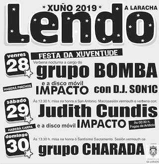 Fechas, información, programa, cartel, imágenes, mapa y ubicación de San Antonio y Santísimo Sacramento de Lendo (2024)  en  Laracha