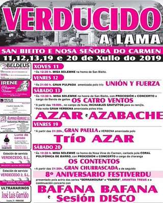 Fechas, información, programa, cartel, imágenes, mapa y ubicación de San Bieito e Nosa Señora do Carme de Verducido (2024)  en  A Lama