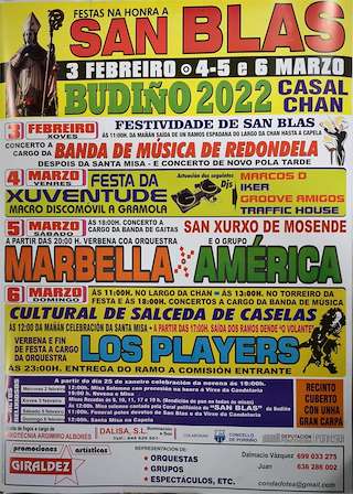 Fechas, información, programa, cartel, imágenes, mapa y ubicación de San Blas de Budiño  en  O Porriño