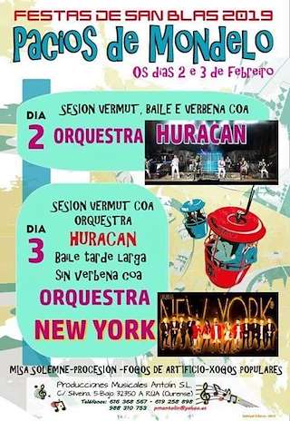 Fechas, información, programa, cartel, imágenes, mapa y ubicación de San Blas de Pacios de Mondelo   en  Quiroga