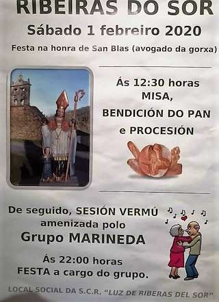 Fechas, información, programa, cartel, imágenes, mapa y ubicación de San Blas de Ribeiras do Sor   en  Mañón