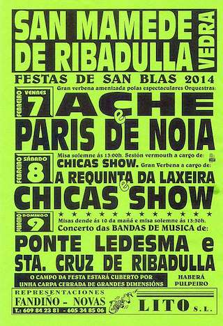 Fechas, información, programa, cartel, imágenes, mapa y ubicación de San Blas de San Mamede de Rivadulla  en  Vedra