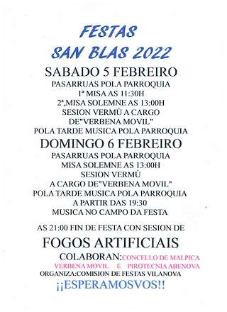 Fechas, información, programa, cartel, imágenes, mapa y ubicación de San Blas de Santirso  en  Malpica de Bergantiños