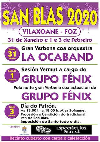 Fechas, información, programa, cartel, imágenes, mapa y ubicación de San Blas de Vilaxoane  en  Foz
