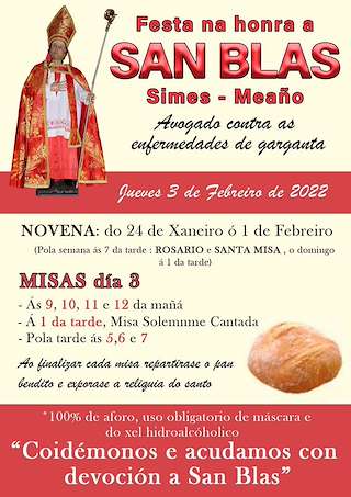 Fechas, información, programa, cartel, imágenes, mapa y ubicación de San Brais de Simes  en  Meaño