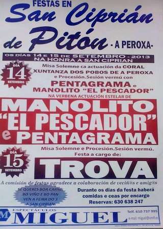 Fechas, información, programa, cartel, imágenes, mapa y ubicación de San Ciprián de Pitón  en  A Peroxa