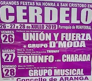 Fechas, información, programa, cartel, imágenes, mapa y ubicación de San Cristóbal de Muniferral  en  Aranga