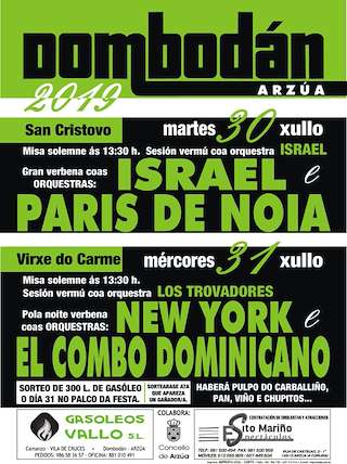 Fechas, información, programa, cartel, imágenes, mapa y ubicación de San Cristovo e Virxe do Carme de Dombodán  en  Arzúa
