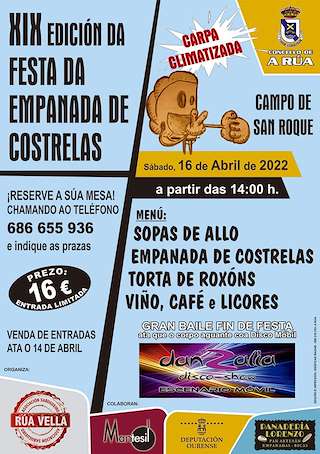 Fechas, información, programa, cartel, imágenes, mapa y ubicación de San Esteban - XXI Festa da Empanada de Costrelas  en  A Rúa
